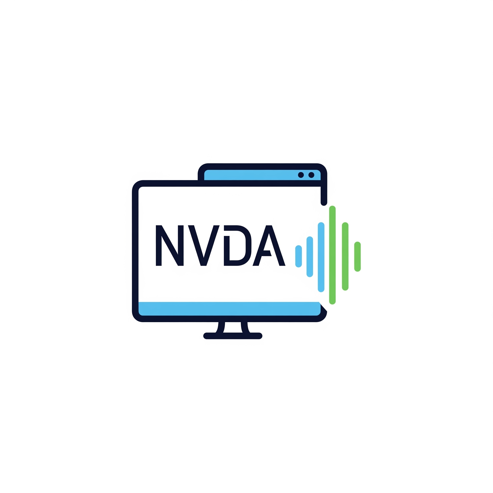 Logo do Portal NVDA: um monitor com ondas sonoras, representando acessibilidade e inclusão digital